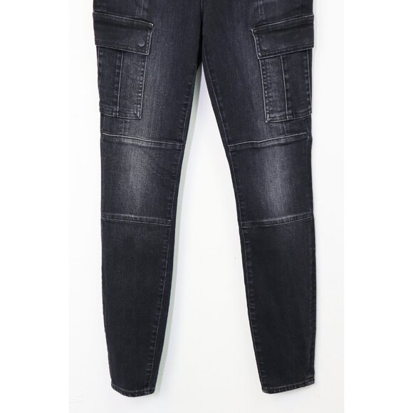 3x1 Vida High-Rise Cargo Skinny Jeans Button Fly Stretch Denim Weber‎ Black 25 - Picture 8 of 10